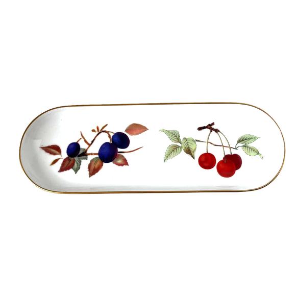 EVERHAM ROYAL WORCESTER Olive or Candy Dish 9" Gold Trimmed Berries England - Picture 2 of 12